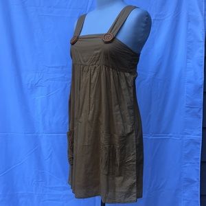 Mustard Tank Dress w/ Large Buttons + Pockets